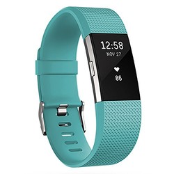 Fitbit Charge 2 智能时尚心率手环 心率实时监测 自动睡眠记录 来电显示 VO2Max测量 蓝青色L