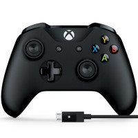 Microsoft 微软 Xbox one s 蓝牙无线手柄+PC连接线 黑色 *2件