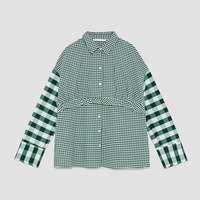 ZARA TRF系列 07455001098 女款格子拼接上衣 