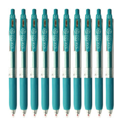 斑马牌（ZEBRA）JJ15-BG 按动中性笔 签字笔 0.5mm 蓝绿色 10支装。多色可选。