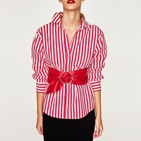 ZARA 07790814061 女款条纹府绸衬衫 