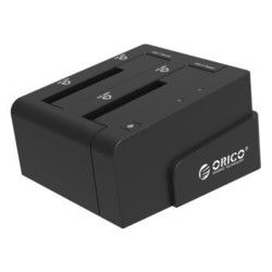 奥睿科（ORICO）移动硬盘盒底座USB3.0双盘位脱机拷贝外置盒子 2.5/3.5英寸SATA串口SSD固态机械 黑色6628US3-C