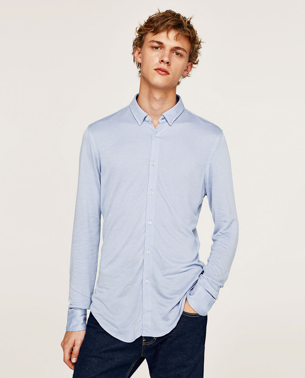 zara 05618308403 男士纹理针织衬衫