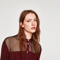 ZARA TRF系列 07521090076 女士网纱拼接衬衫