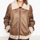 La Redoute Collections Faux Shearling 合成剪羊毛 女士机车夹克 驼色