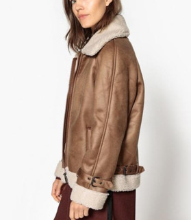 La Redoute Collections Faux Shearling 合成剪羊毛 女士机车夹克