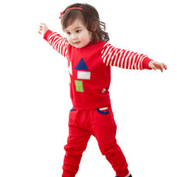 南极人（Nanjiren）N666T80013  寝居服饰 婴儿外出服 卫衣肩扣套装方块积木 大红  80