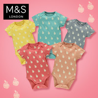 M&S 马莎 童装 女婴幼儿棉短袖连体衣 5件