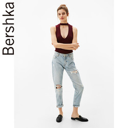 Bershka 女士 2017秋季新款颈环V领短款无袖T恤背心 02141315660