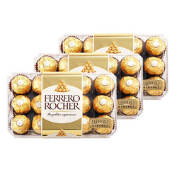 FERRERO ROCHER 费列罗 榛果威化巧克力盒装375克 30粒 *3