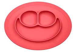 ezpz mini一体式笑脸餐垫盘 珊瑚红