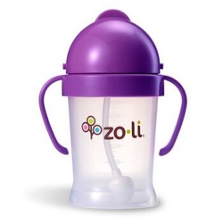 美国Zoli儿童水杯吸管杯 婴儿学饮杯 带手柄 270ml(紫色)