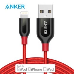 Anker安克 MFi认证 7/6/5s苹果数据线 0.9米红 拉车手机充电器线电源线 支持iphone5/6s/7P/SE/ipad air mini