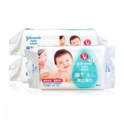 强生（Johnson）婴儿清爽洁肤柔湿巾80片*3包（进口）新老包装随机发货 *4件