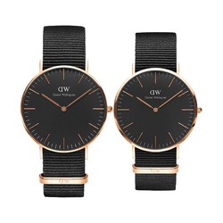 Daniel Wellington Cornwal 经典黑表盘情侣手表