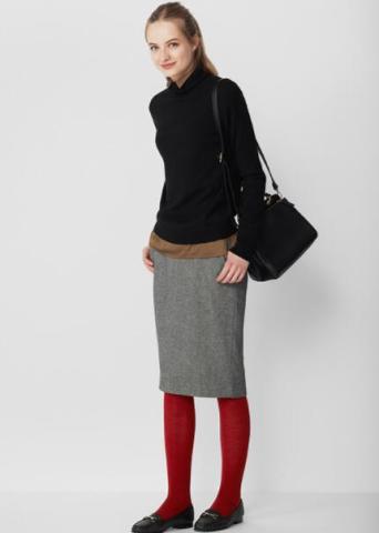 女装 高腰羊毛混纺紧身裙 400573 优衣库UNIQ