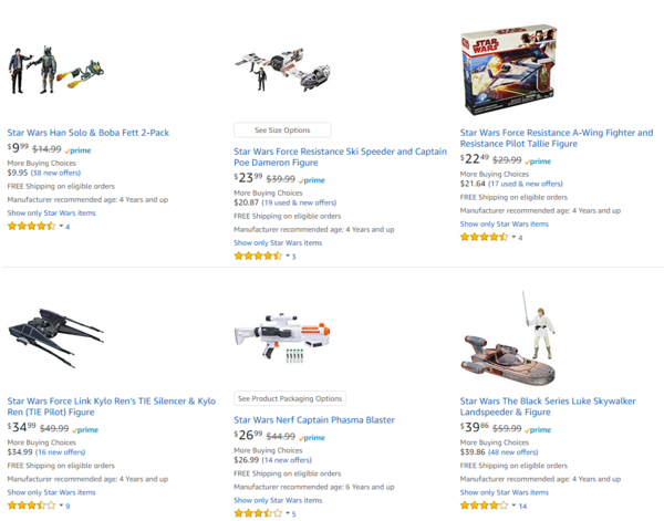 美国亚马逊 精选Star Wars 星球大战周边玩具促销