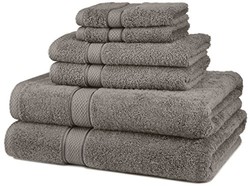 Pinzon 混合埃及棉花6件套毛巾套装，灰色