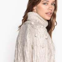 La Redoute Collections 女士羊毛混纺针织卷领毛衣