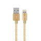 Cellet lightning-USB 6英尺(1.8米)重型尼龙编织USB充电/数据同步线 - 金色