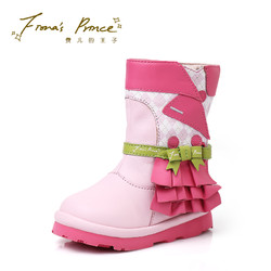 英国费儿的王子女童靴子粉色洋装女孩公主英伦风秋冬款保暖百搭靴