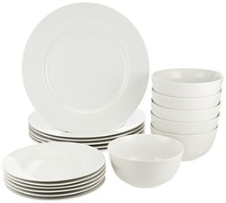 史低价：AmazonBasics 白陶瓷餐具18件套