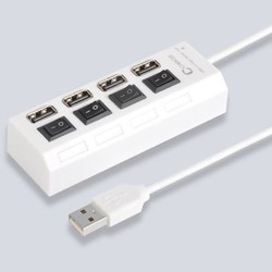 弗吉凯柏 4口 USB2.0 Hub集线器（USB口带独立开关，45cm）