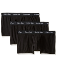 Calvin Klein 卡尔文·克莱 男士纯棉弹力低腰平角内裤套装NU2664 3条装 黑色S