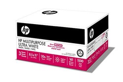 惠普HP Paper, Ultra Multipurpose, 20lb, 8.5x11, Letter, 96 Bright, 1,500 Sheets / 3 Ream Case