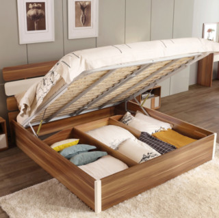 林氏木业 CP4A组合 主卧双人高箱床+床头柜+试衣镜+床垫