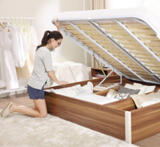 林氏木业 CP4A组合 主卧双人高箱床+床头柜+试衣镜+床垫