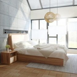 林氏木业 CP4A组合 主卧双人高箱床+床头柜+试衣镜+床垫组合套装