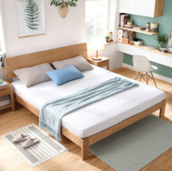 林氏木业北欧现代家具简约实木床1.5m单人床1.8米主卧双人床LS046
