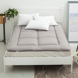迎馨家纺 磨毛床垫子 双人可折叠素色床褥子垫被 灰色-标准 适用1.5米床