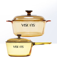 双12预告: CORNING 康宁 VISIONS 晶彩 透明锅具套装 2.25L+1.5L