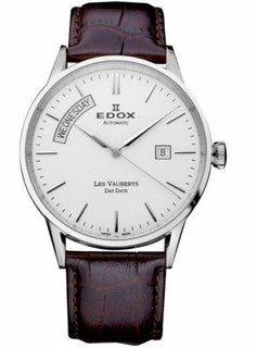 EDOX 依度 Les Vauberts系列 83007-3-AIN 男款机械表 40mm 银色 棕色 皮革