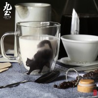 12日0点：九土 纯手工玻璃马克咖啡杯 猫咪艺术新品