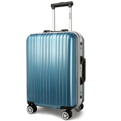 博牌BOPAI拉杆箱PC铝框行李箱24英寸旅行箱子万向轮登机托运箱蓝色733-0051224
