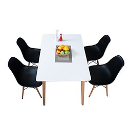Homestar好事达伊姆斯餐桌椅实木长方形办公桌椅多用桌椅套装（1桌4椅）黑色1909+5250