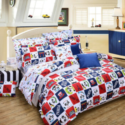 富安娜（FUANNA）功夫熊猫 卡通儿童床品套件纯棉四件套全棉床单被套梦想俱乐部 1.8米（230*229cm）红