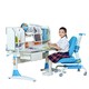心家宜 手摇机械同步升降儿童学习桌椅套装 人体工学设计理念 桌长118CM 王子蓝 M114+M207L+M622