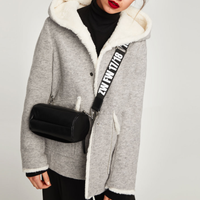 ZARA TRF 01255215802 拼接裁剪羊毛大衣