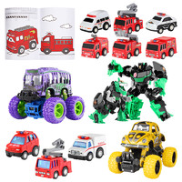 圣诞礼物：豆豆象 玩具车组合装 11辆玩具车+恐龙机器人变形玩具
