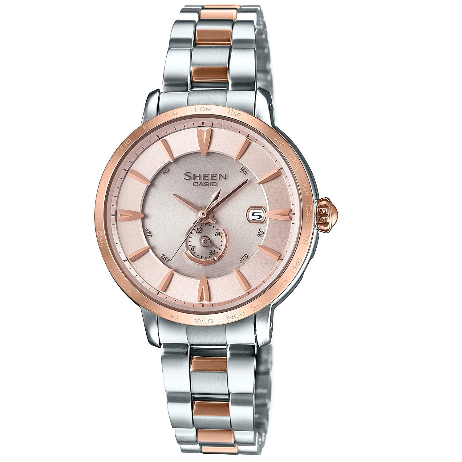 圣诞礼物casio卡西欧sheen系列voyageseries1800sgajf女士电波表6局