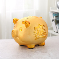 陶瓷金猪存钱罐 磨砂金猪 12cm