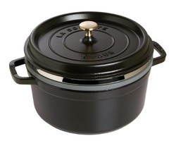 Staub Cocotte/带盖蒸 锅 (26 cm, 5,0 L, 适用于电磁炉, 锅内带黑色哑光搪瓷) 黑色