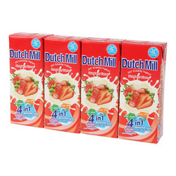 泰国进口 酸奶饮品 达美（Dutch Mill）草莓味酸奶饮品180ml*4 组合装