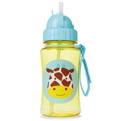 SKIP HOP动物园水樽 婴儿学饮杯 儿童水杯350ml（附吸管）-长颈鹿 6个月以上 美国进口