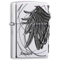 之宝zippo打火机亚马逊女战士银镜面镀镍蚀刻三面徽章zbt136b煤油防风