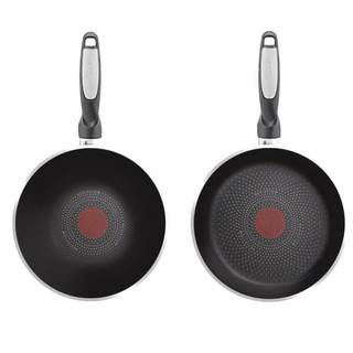 Tefal 特福 不粘锅套装 煎锅+炒锅 黑色/银色 28cm